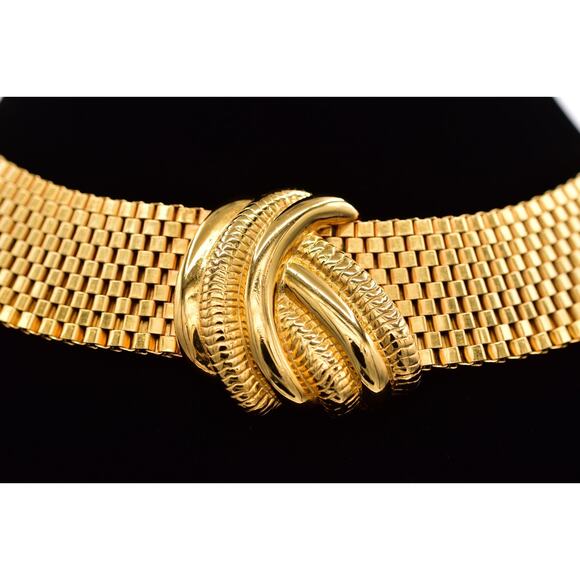 Vintage Chunky Choker Collar Necklace Heavy Thick Chain Gold Tone 1980s Bin6A - Picture 2 of 12